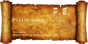 Pillis Bodor névjegykártya